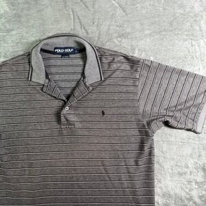 VTG Y2K Polo Golf Ralph Lauren Striped Polo Shirt Golf Casual Gray Size L